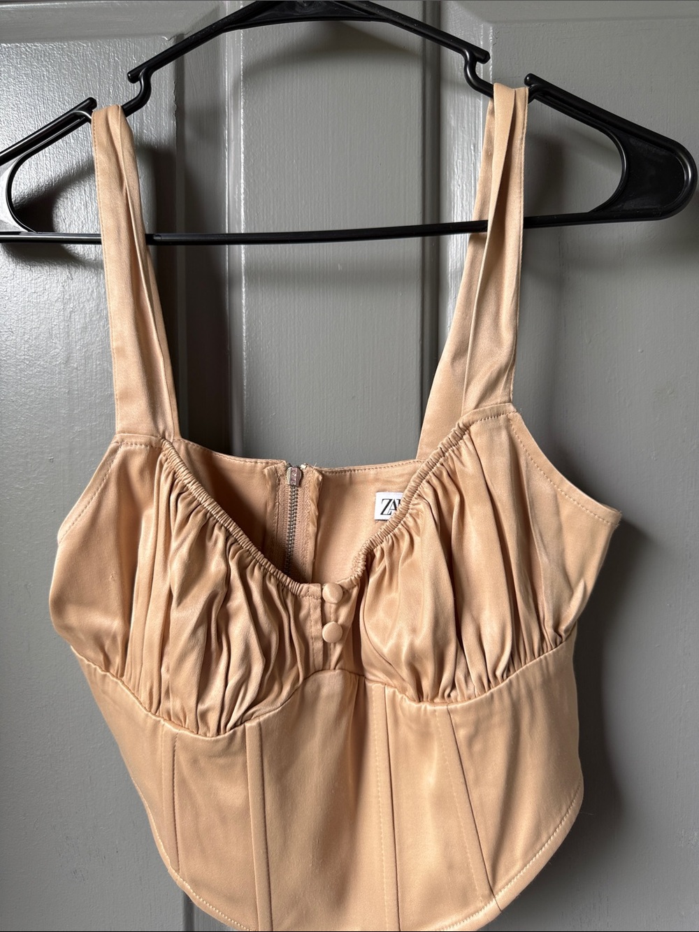 Zara Tan Beige Bustier Crop Top